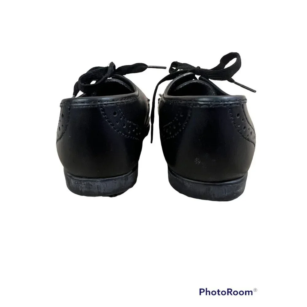 Vtg Small Steps Infant Toddler Shoes Boy Sz 5 Black Oxford Wingtip‎ Made In USA